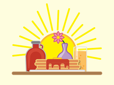 Flapjacks breakfast food illustration orange juice pancakes sunshine syrup vector