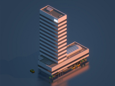 SAS Hotel, Copenhagen. blender building copenhagen evening hotel isometric low poly lowpoly sas skyscraper