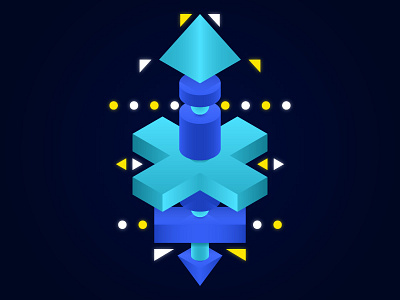 Totem abstract bright cylinder geometric geometry pyramid shapes sphere