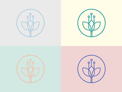 Tech Flower color scheme flower iot line logo nature technology three