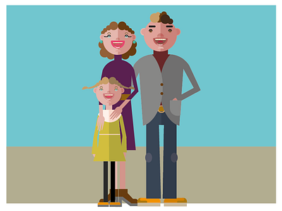 Family children daughter family father flat illustration kid mother picture