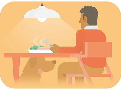Dinner Time chair cooking dining dinner dog flat furniture gradient illustration man restaurant simple