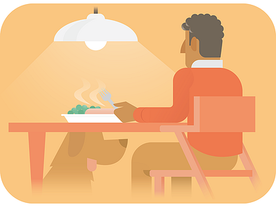 Dinner Time chair cooking dining dinner dog flat furniture gradient illustration man restaurant simple