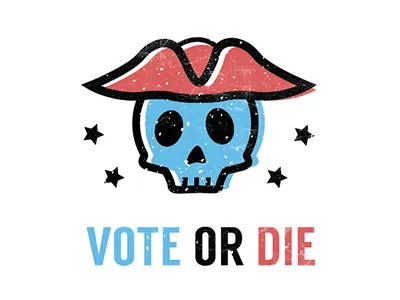 Vote or Die illustration skull vector vote