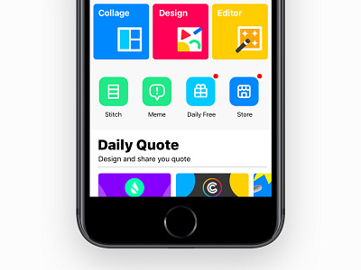 New Home Page Design for POTO colour flat fun home icon ios iphone photo touch ui ux vector