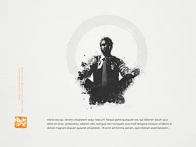 Zen Concept board circle concept design ink orange tan tie zen