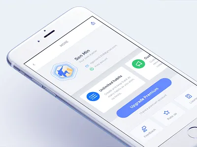 Habitify : More page blue habit ios iphone 7 profile todo ui upgrade ux vietnam