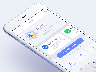 Habitify : More page blue habit ios iphone 7 profile todo ui upgrade ux vietnam