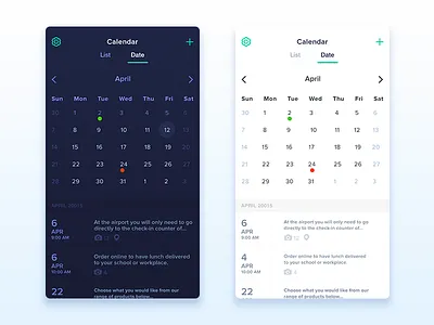 Calendar app new version app calendar colour design flat layouts ui ux