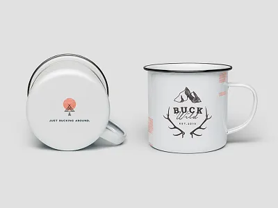 Buck Wild Camping Mug adventure branding buck wild camping icon logo minimal mug pattern product travel