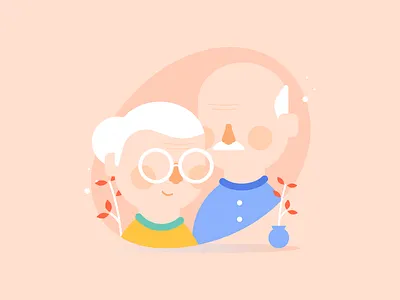 The Grands flat grandma grandmother grandpa pastel portrait soft