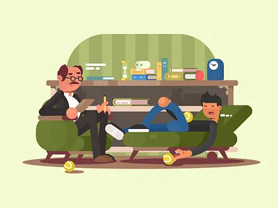 Psychologist character flat health illustration kit8 patient professional psychologist therapist vector