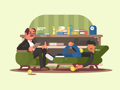 Psychologist character flat health illustration kit8 patient professional psychologist therapist vector