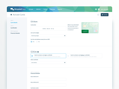 Simpledcard Webapp app application cardmanagement payment simpledcard system ui ux web