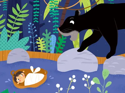 Mowgli and Bagheera animal illustration bagheera childrens book childrens illustration illustration jungle jungle animals jungle book jungle book illustration kidlitart mowgli