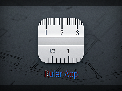 Icon for Ruler App centimeter grey icon inch ios measure metal ruler scale size