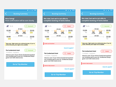 travel app confirmation page travel ui