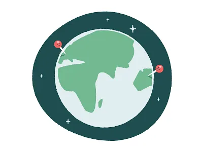 Distant Neighbors distance illustration map pins space stars world