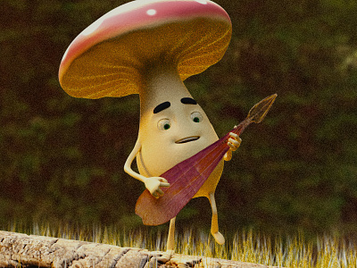 Mushroom 3d blender character mushroom rock