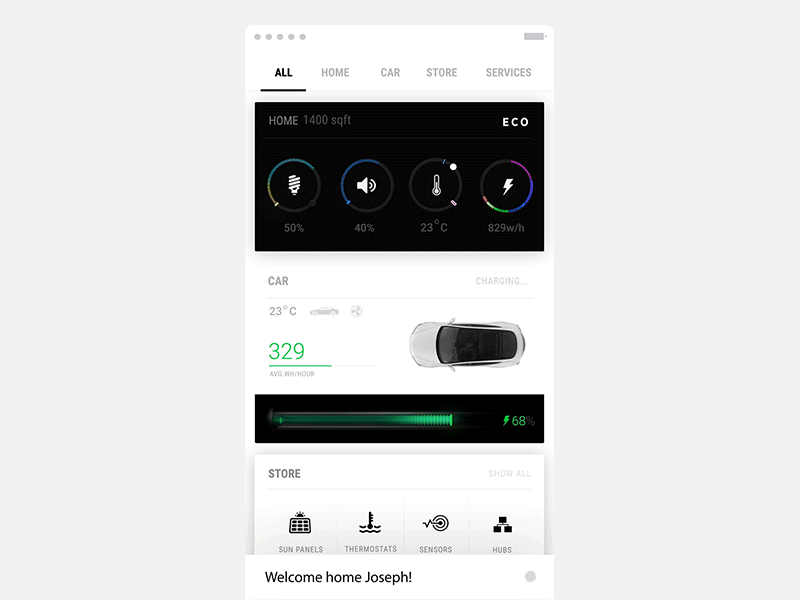 Smart home product Tesla flow 3d ae aep ai animation automotive c4d car circle concept dashboard ios motion product smart home tesla typography ui ux white