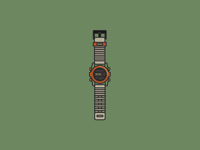 Watch coloured green icon line vector watch