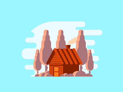 Autumn Lodge 2d autumn bench colorful graphicdesign illustration leaves lodge simple windy