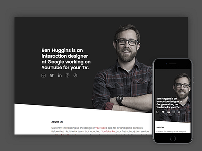 Hugg.in Refresh dark diagonal landing one page personal portfolio