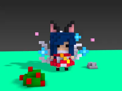 Ahri Voxel ahri league of legends nine tails voxel art