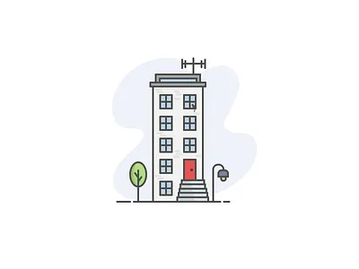 Apartment Building apartment building complex door house lamp street tree