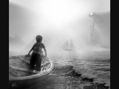 Imagination 2 black and white digital painting photomanipulation photoshop surrealism