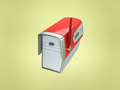 You've Got Snail Mail 3d 50s chrome icon mail mailbox modeling red render retro vintage