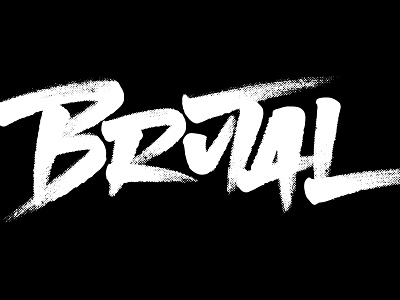 Brutal black white brush pen design half tone lettering