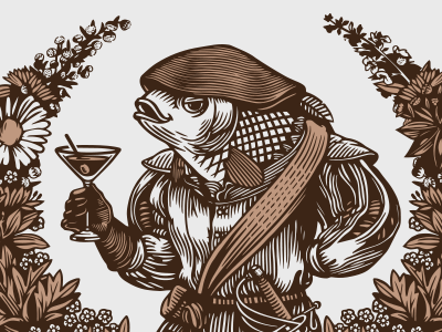 San Bernabé engraving fish logo vermouth wine