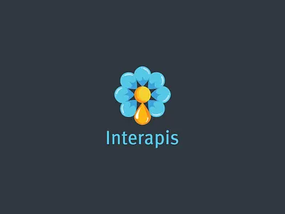 Interapis Logo blue drop flower honey logo logodesign orange