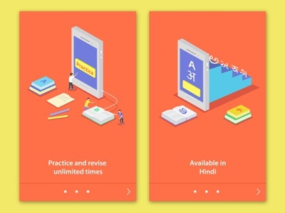 English Dost App - Onboarding Screens illustrations learn english material design onboarding ux ui vector visual design