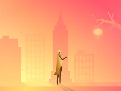 Spring Festival app background character china city festival illustration scene warm