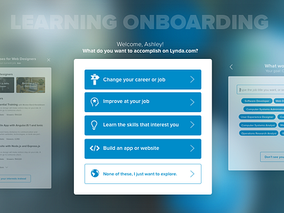 Lynda Member Orientation Dribbble intent collection onboarding orientation