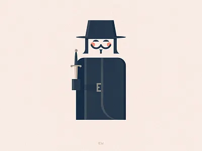 V anybuddy character design flat geometric minimal vendetta vforvendetta