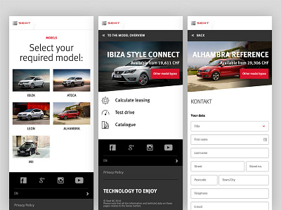 Seat QR app for AMAG amag app car design geneva motor show leasing leasing calculator qr seat web app