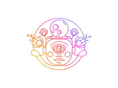 Moon buddha chakra eye flower fluorescent lotus moon neon third eye yoga