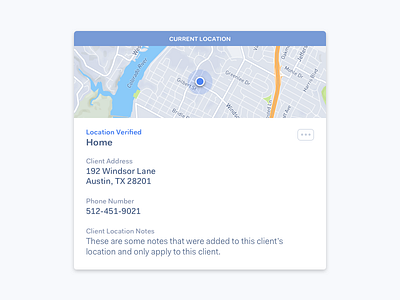 Client Location Verified address client location map notes verified