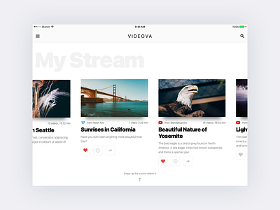 Video app iPad UI clean download free freebie ipad sharing sketch stream video vimeo white youtube