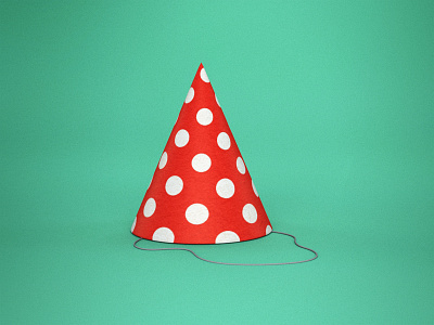 Birthday Party of One 3d age birthday green hat icon modeling party polka dot red render