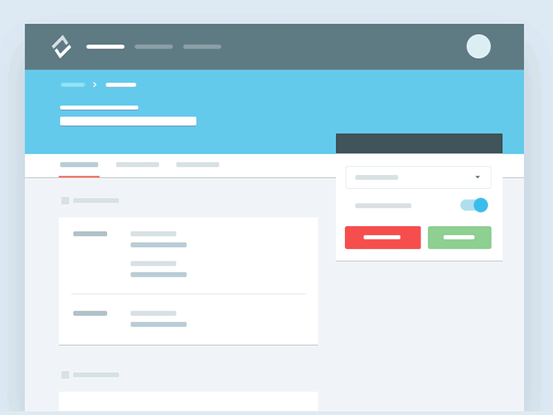 Approval / denial flow animation approve button cancel clean ui delete deny detail page loader material snackbar ux flow