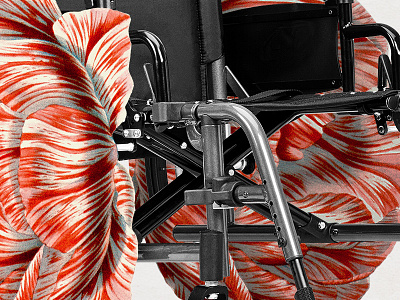 Cycle5 botanical botany collage flower strng vintage wheelchair