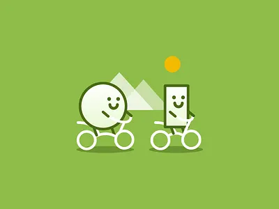 Let's Go Biking activity app bicycle biking friends geometry icon illustration nature outdoor social media social network