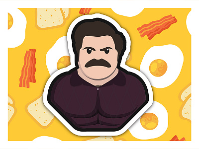 "I know what I'm about, son." bacon character illustration parks and recreation portrait ron swanson