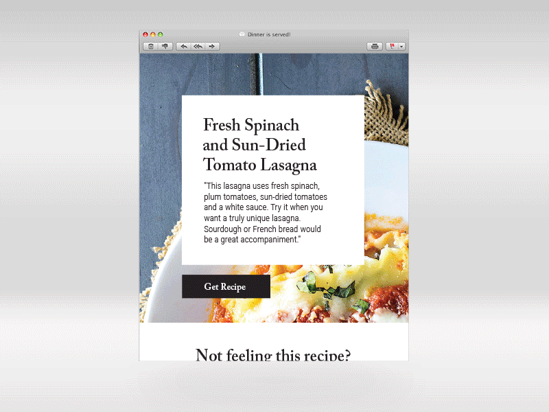 What Should I Make For Dinner? Email design email food ui ux website
