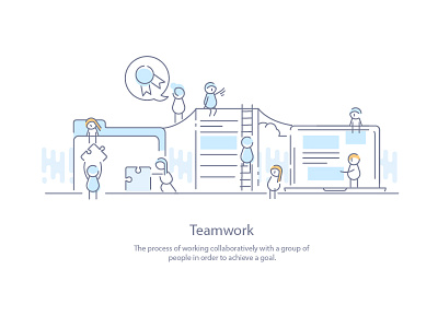 Teamwork 2 computer documentation folder icon illustration line puzzle team teamwork vector