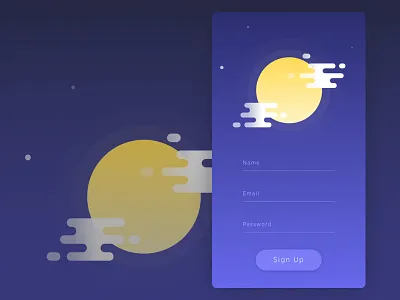 Sign Up - Daily UI challenge challenge cloud daily dailyui day1 moon planet signup stars trend ui